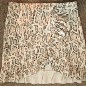 Mini Ruffle Snakeskin Skirt